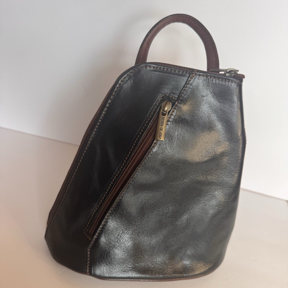 Italian Genuine Leather Top Handle Backpack Purse Brown Shoulder Bag Handbag